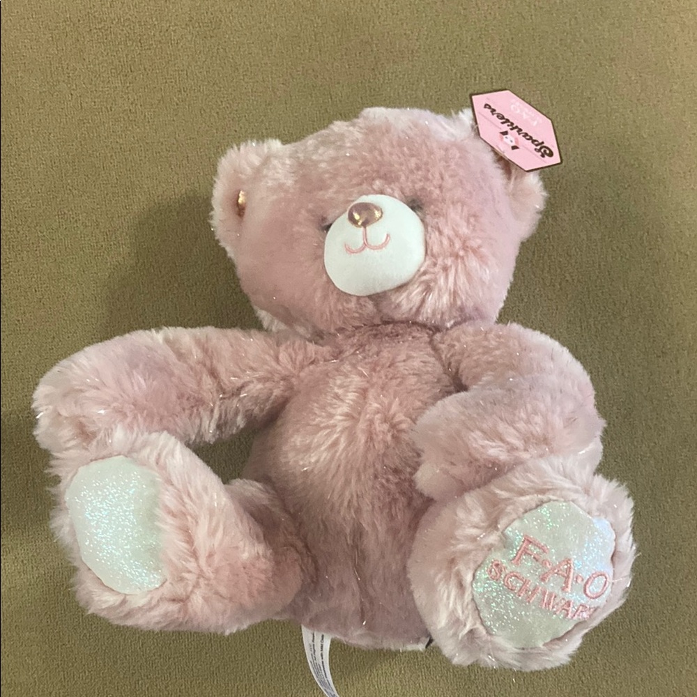 FAO Schwarz Pink Stuffed Teddy Bear Plush